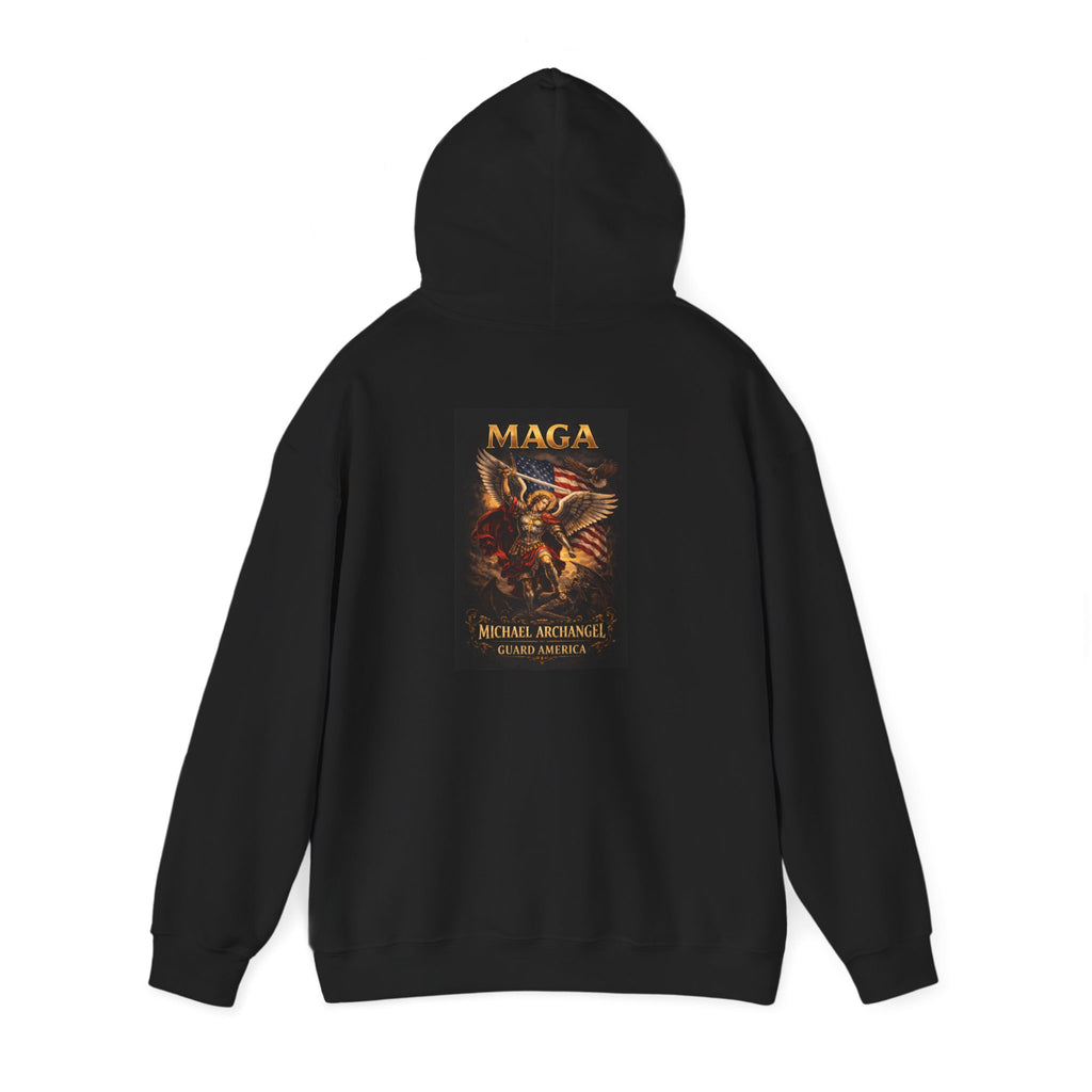 Archangel Michael Hoodie — Fiery Saint Graphic Back Print