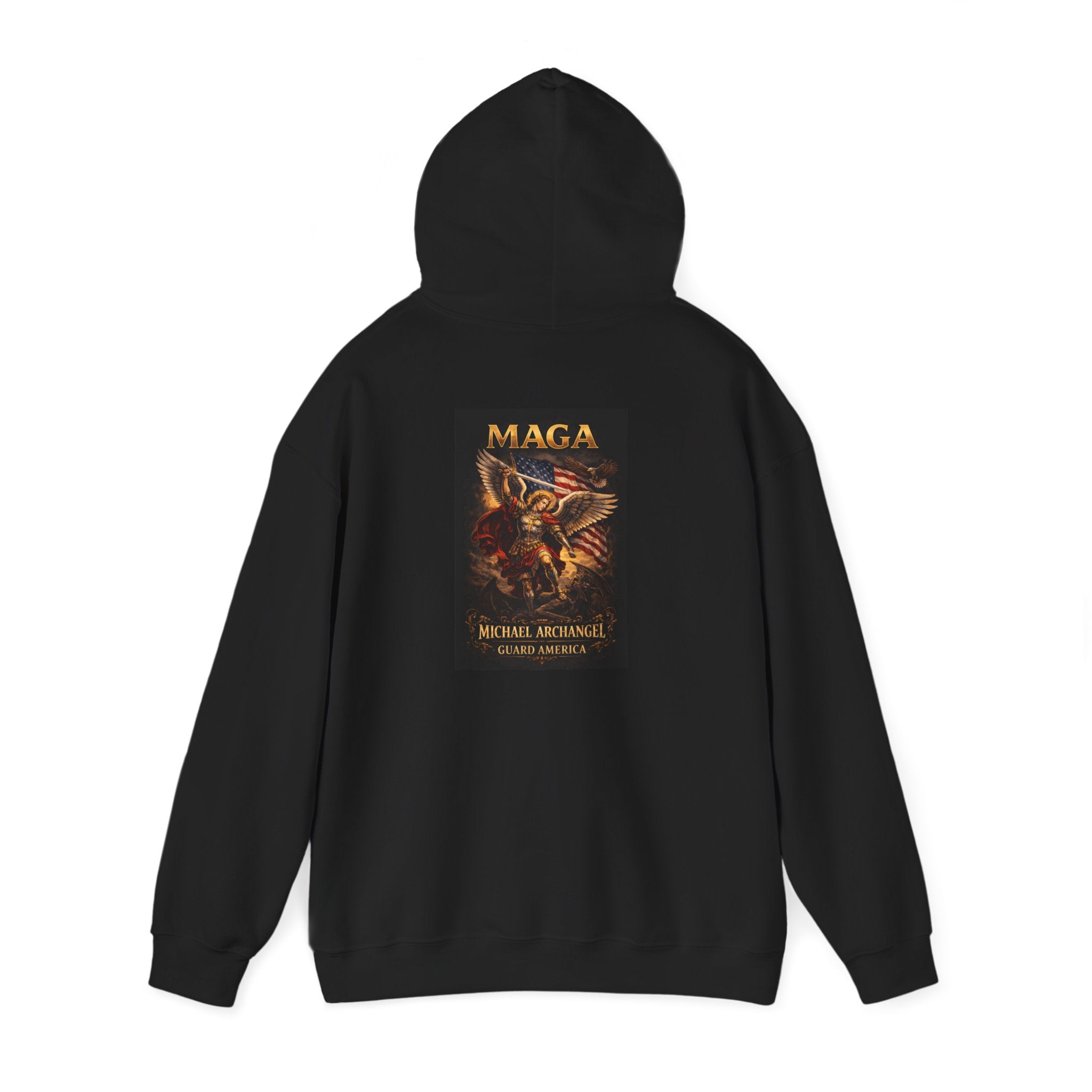 Archangel Michael Hoodie — Fiery Saint Graphic Back Print