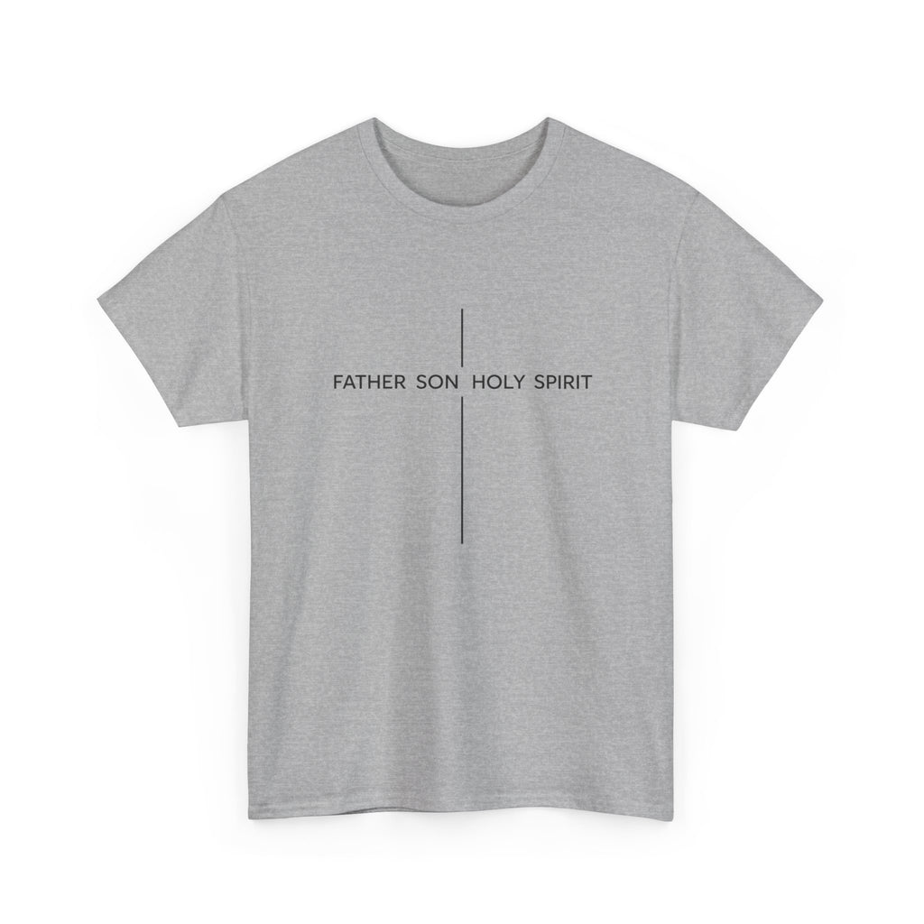 Father Son Holy Spirit Cross T‑Shirt — Minimal Christian Tee