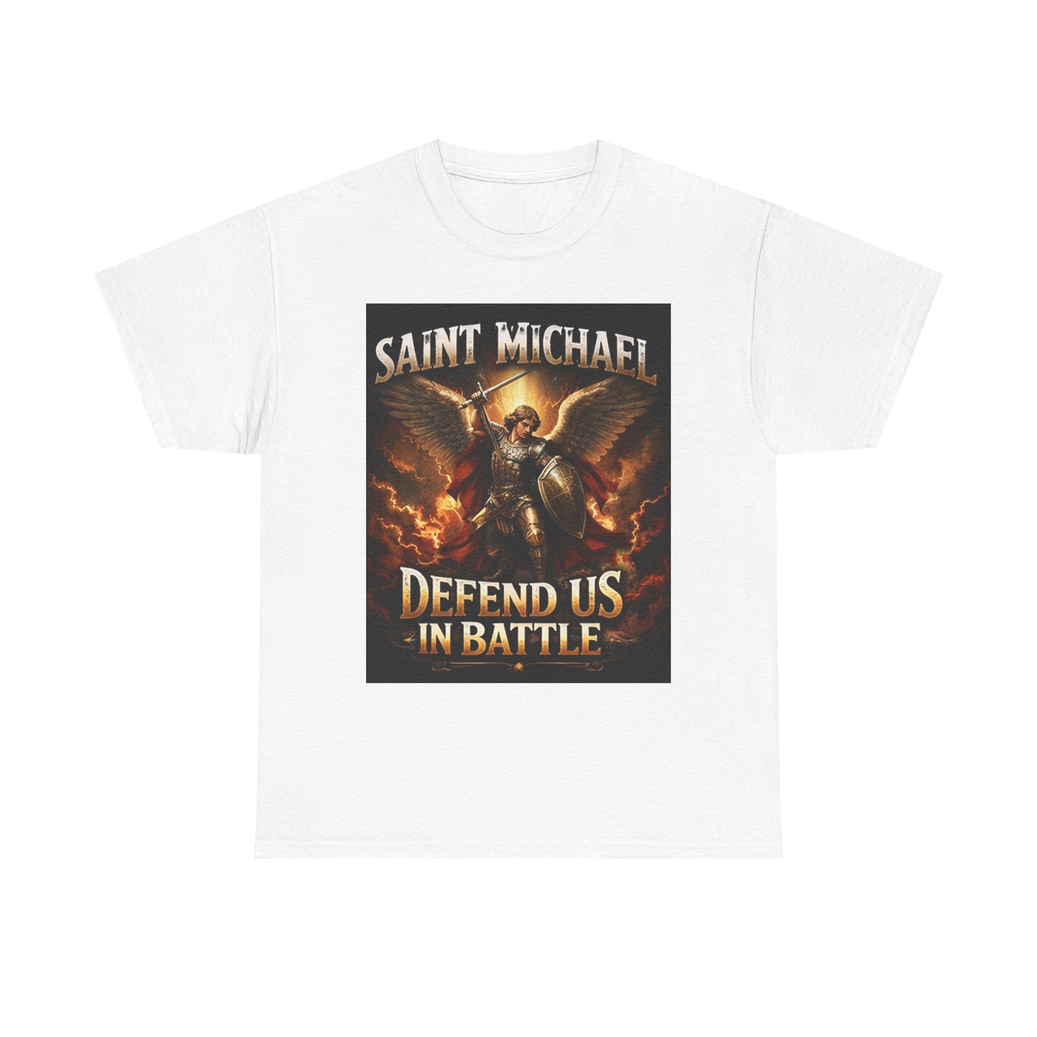 Saint Michael T-Shirt - "Defend Us in Battle" Religious Warrior Tee