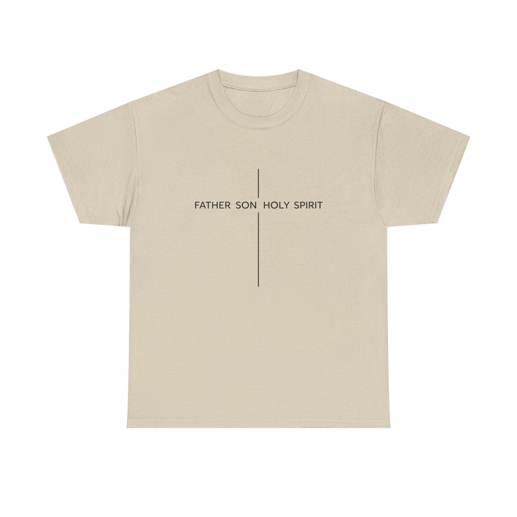Father Son Holy Spirit Cross T‑Shirt — Minimal Christian Tee