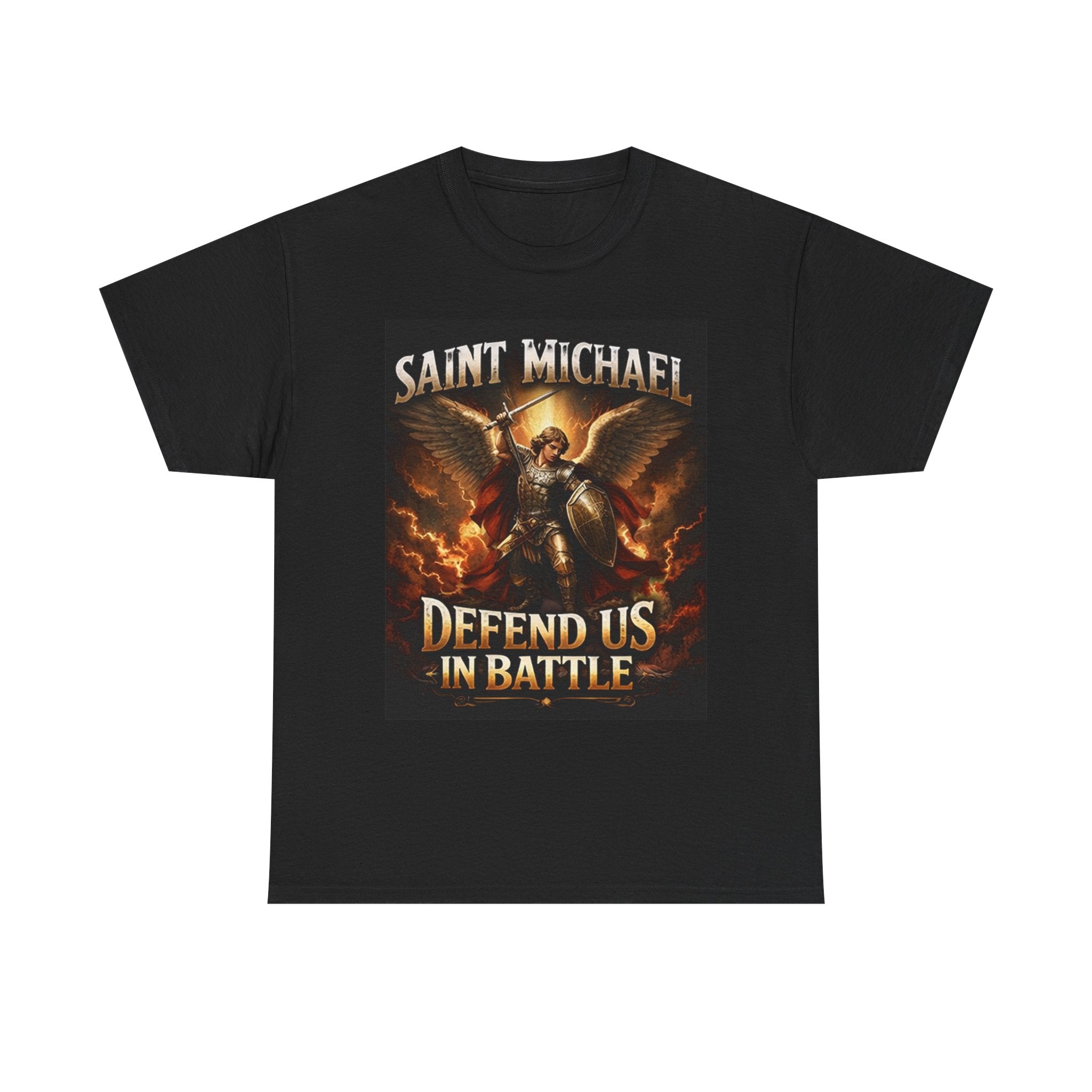 Saint Michael T-Shirt - "Defend Us in Battle" Religious Warrior Tee