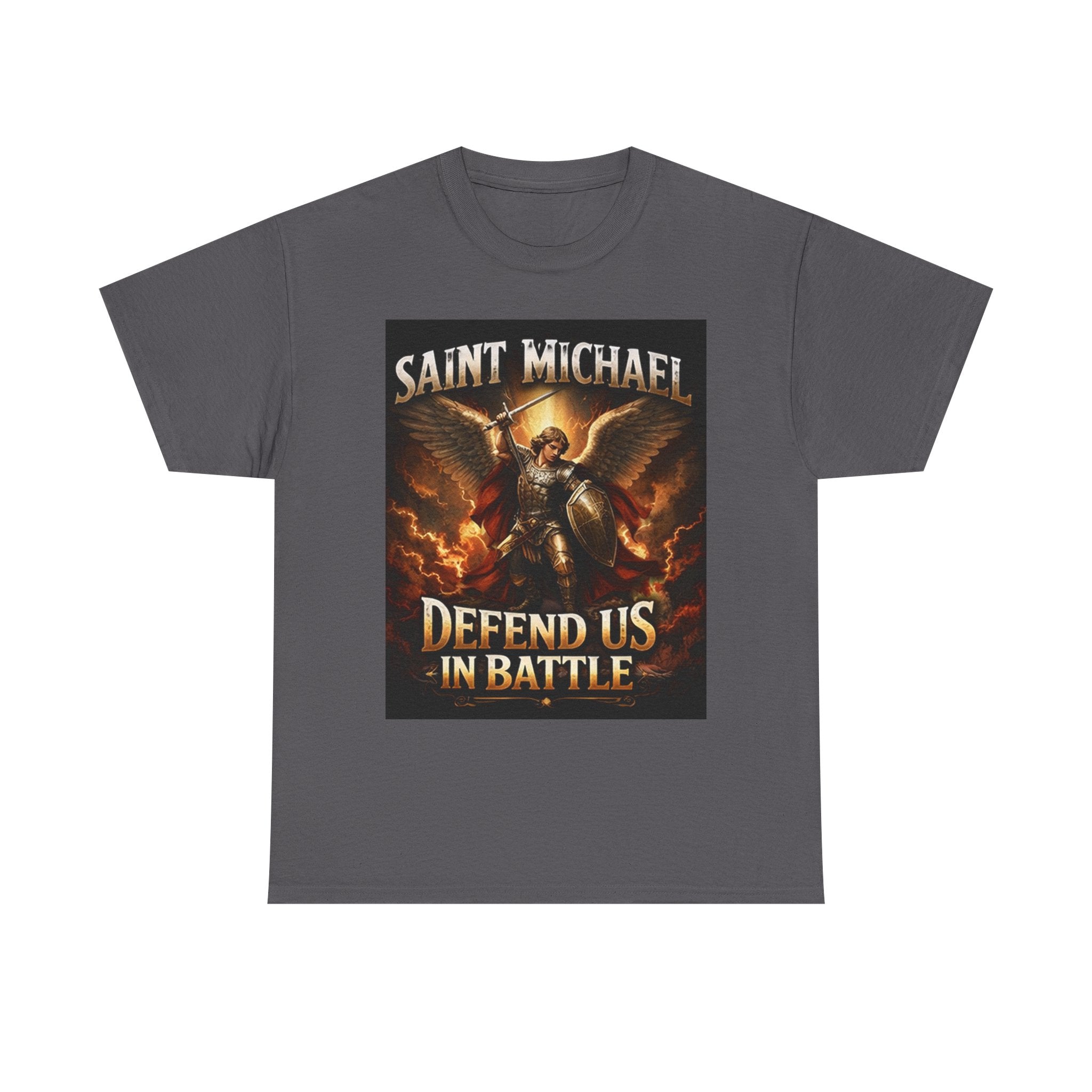 Saint Michael T-Shirt - "Defend Us in Battle" Religious Warrior Tee