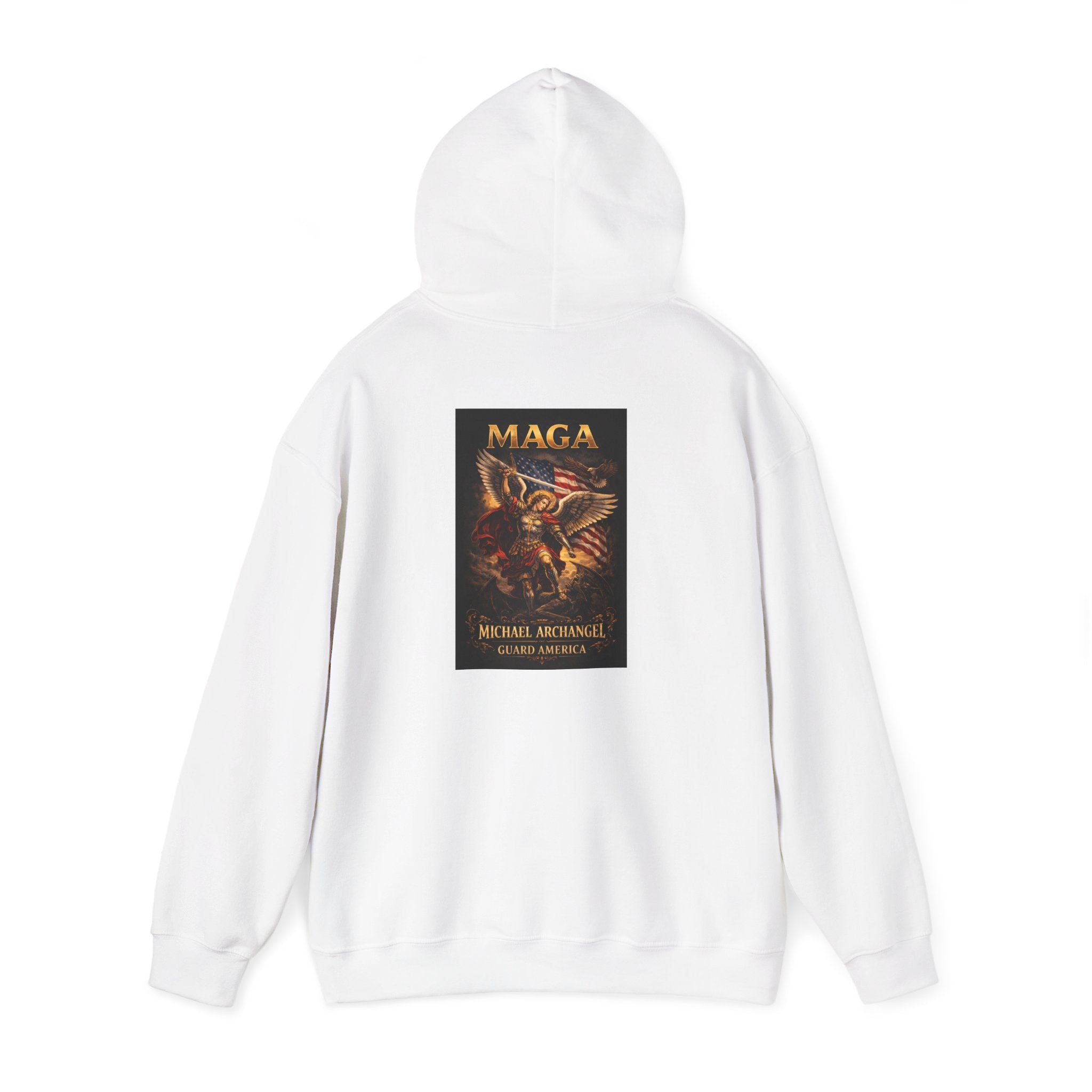 Archangel Michael Hoodie — Fiery Saint Graphic Back Print