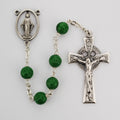 Green Glass Shamrock Rosary Boxed