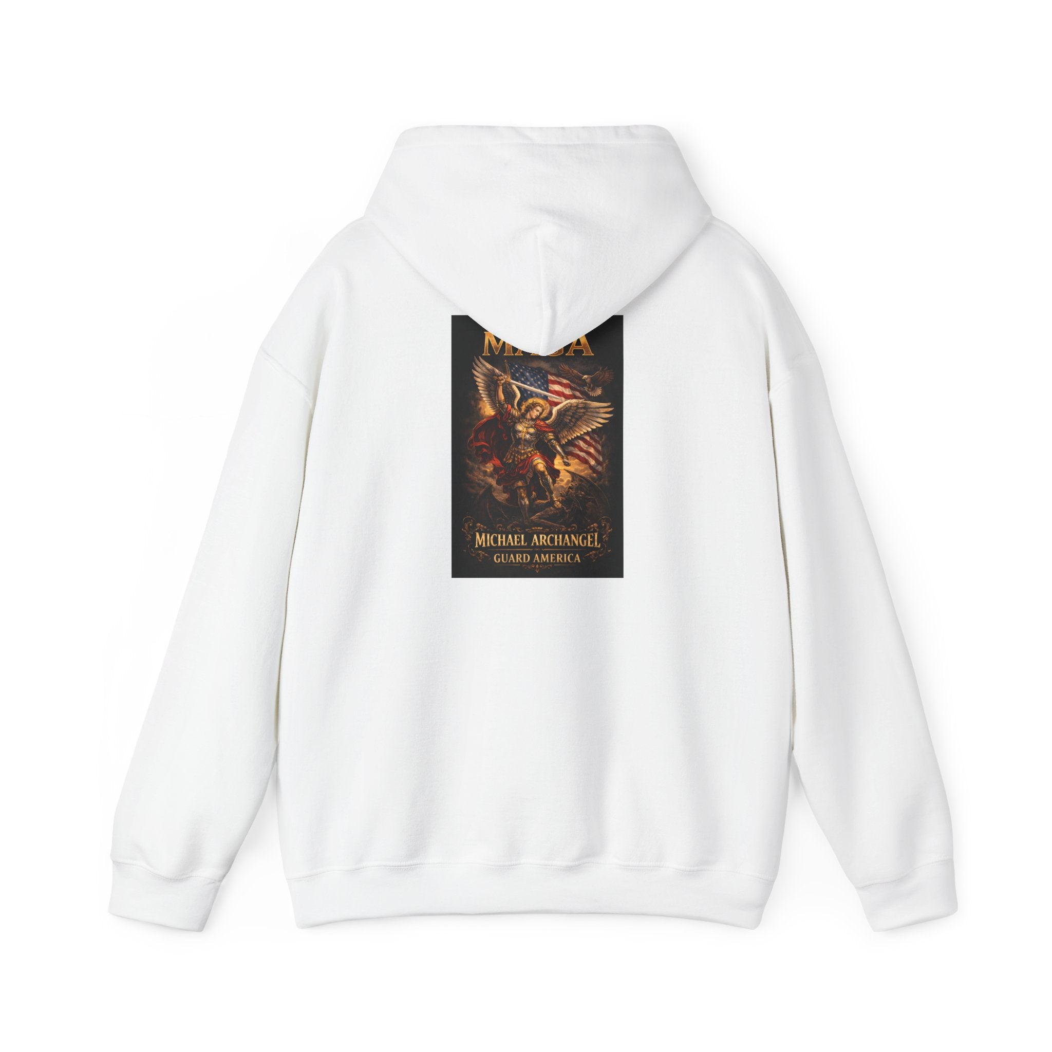Archangel Michael Hoodie — Fiery Saint Graphic Back Print
