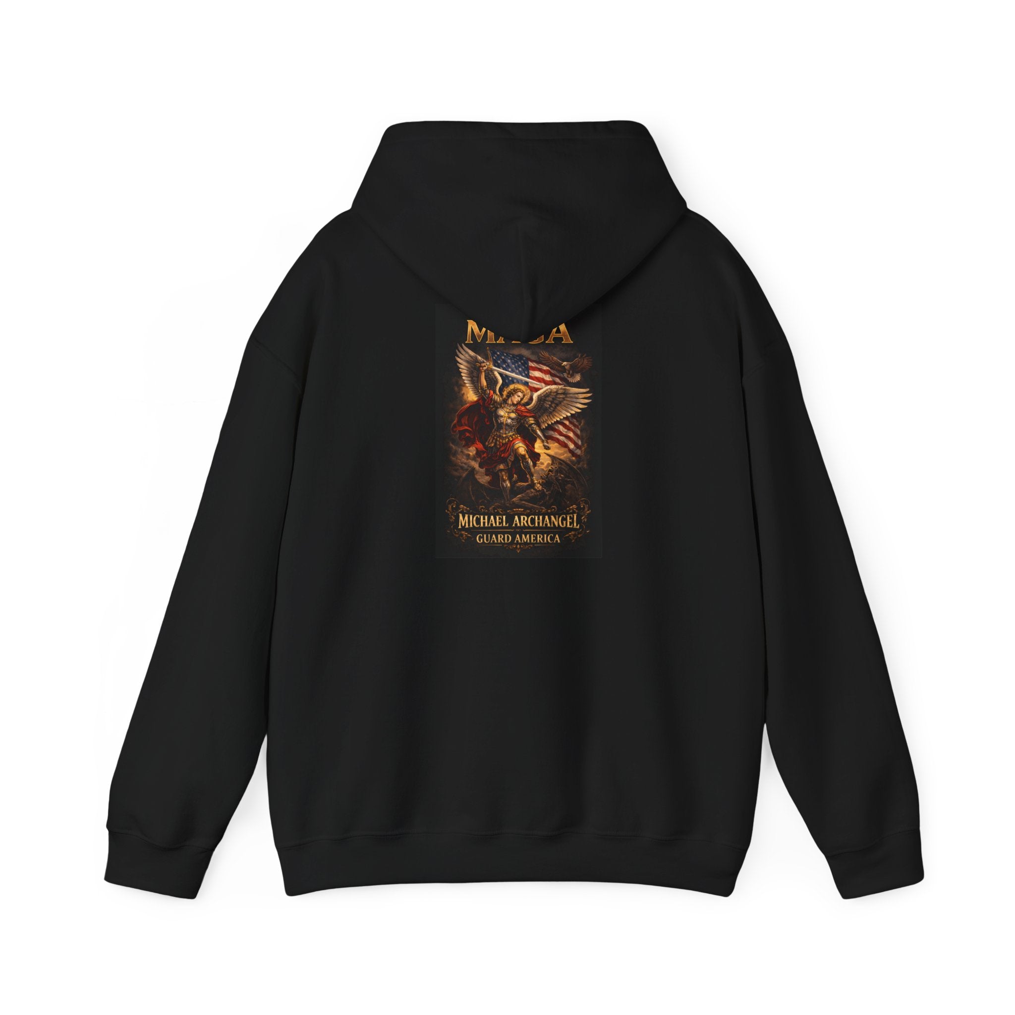 Archangel Michael Hoodie — Fiery Saint Graphic Back Print
