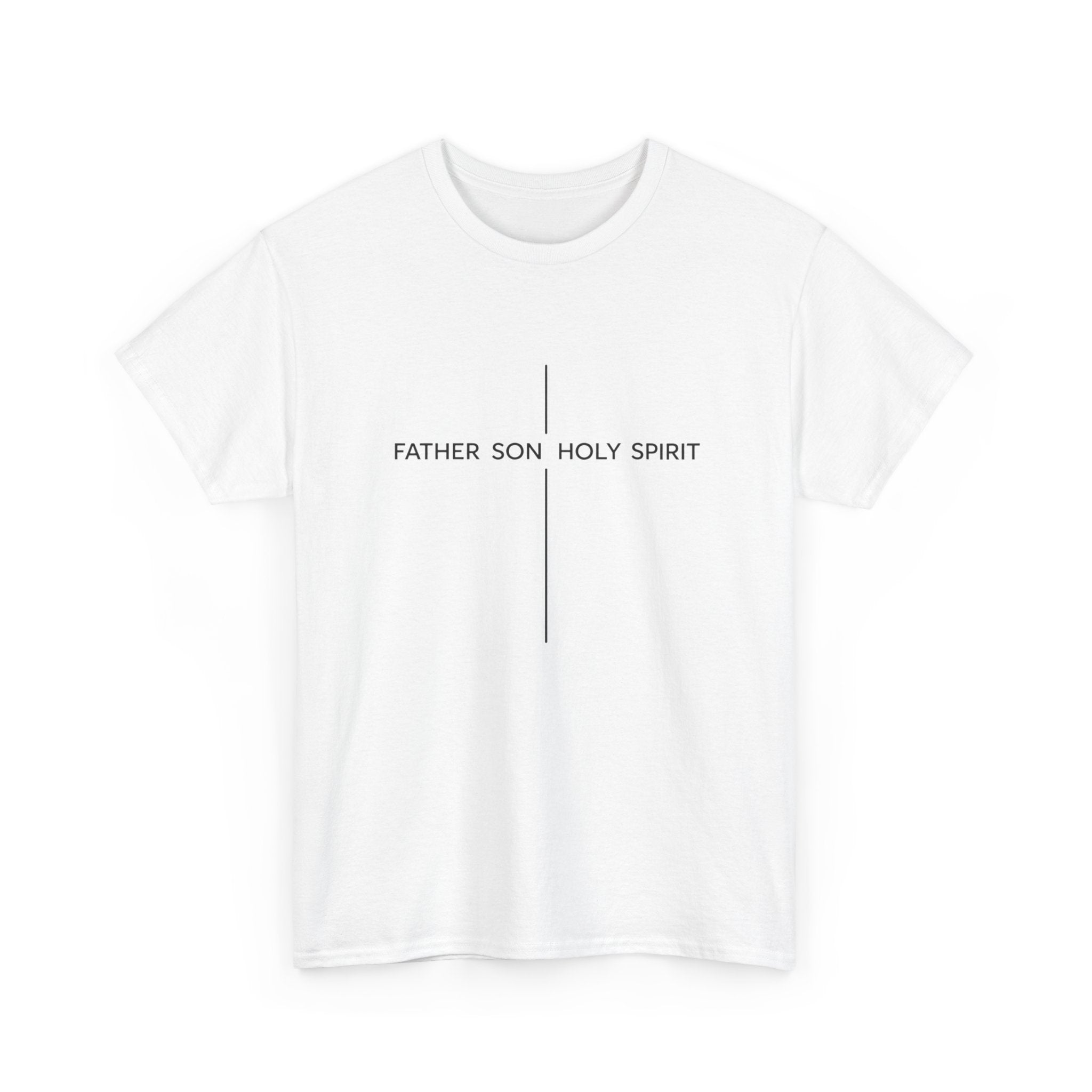 Father Son Holy Spirit Cross T‑Shirt — Minimal Christian Tee