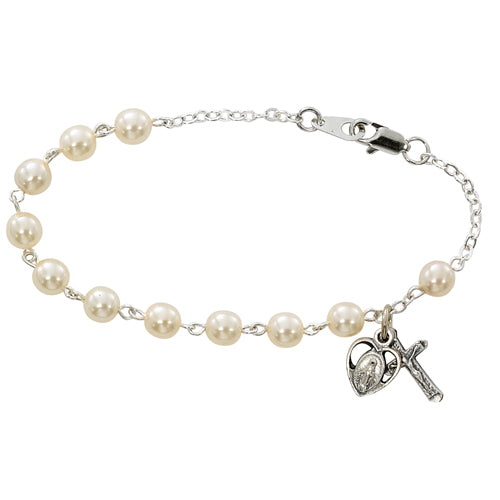 7.5in Pearl Rosary Bracelet Boxed