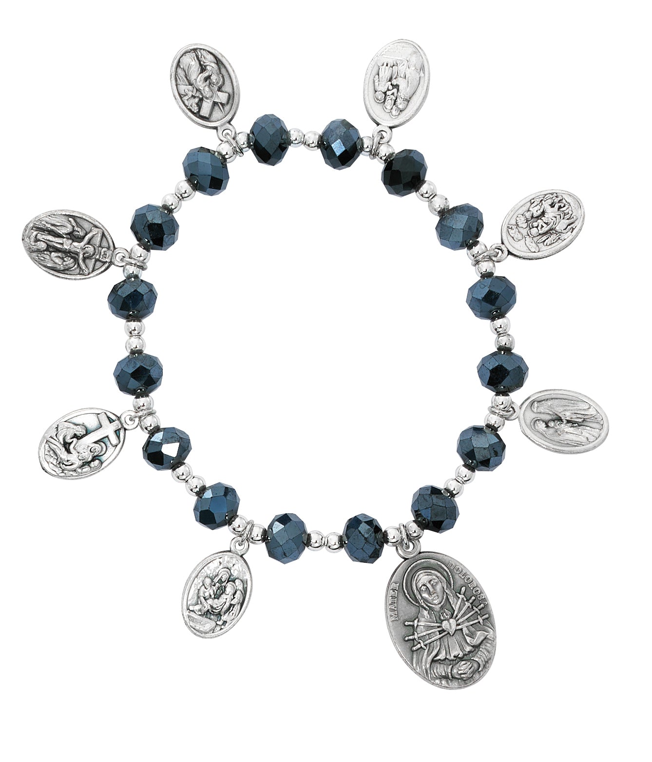 7.5in 6mm Pearl glass  beads with sterling medals boxed