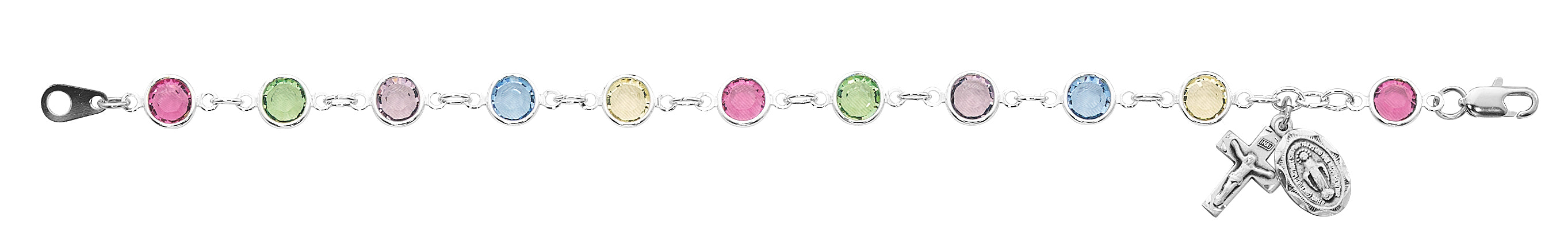 7.5in Multi Crystal Rosary Bracelet Boxed