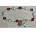 7.5in Red Crystal Rosary Bracelet Boxed