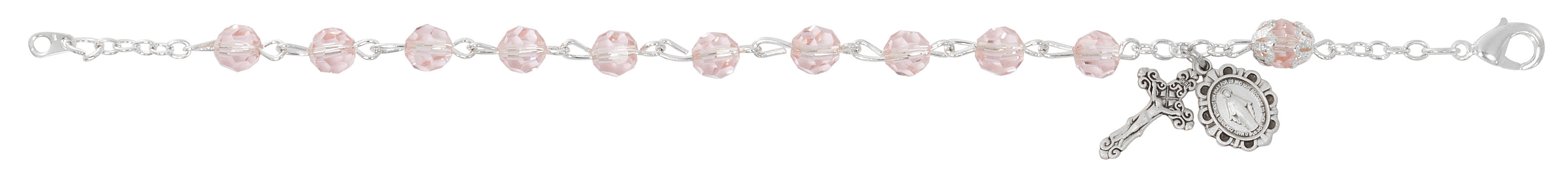 Sterling Silver Pink Rosary Bracelet boxed