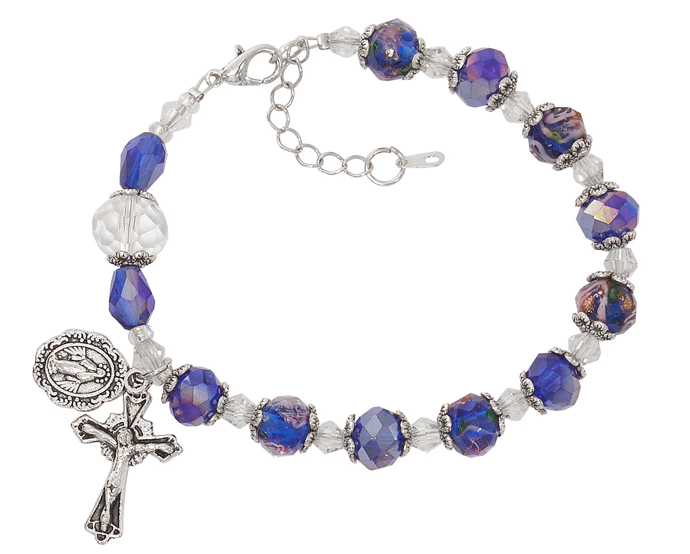 Blue Flower and Crystal Beads with Adjustable
