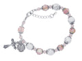 Pink Flower and White Stone Beads with Adjustable