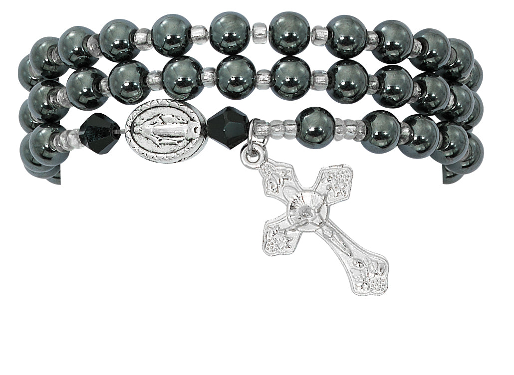 Hematite Twistable Rosary Bracelet Carded