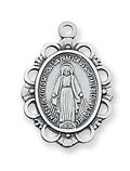 Sterling Silver Miraculous Pendant 18in Chain