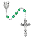 Light Green Glass August Rosary Boxed