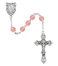 Pink Glass October Rosary Boxed